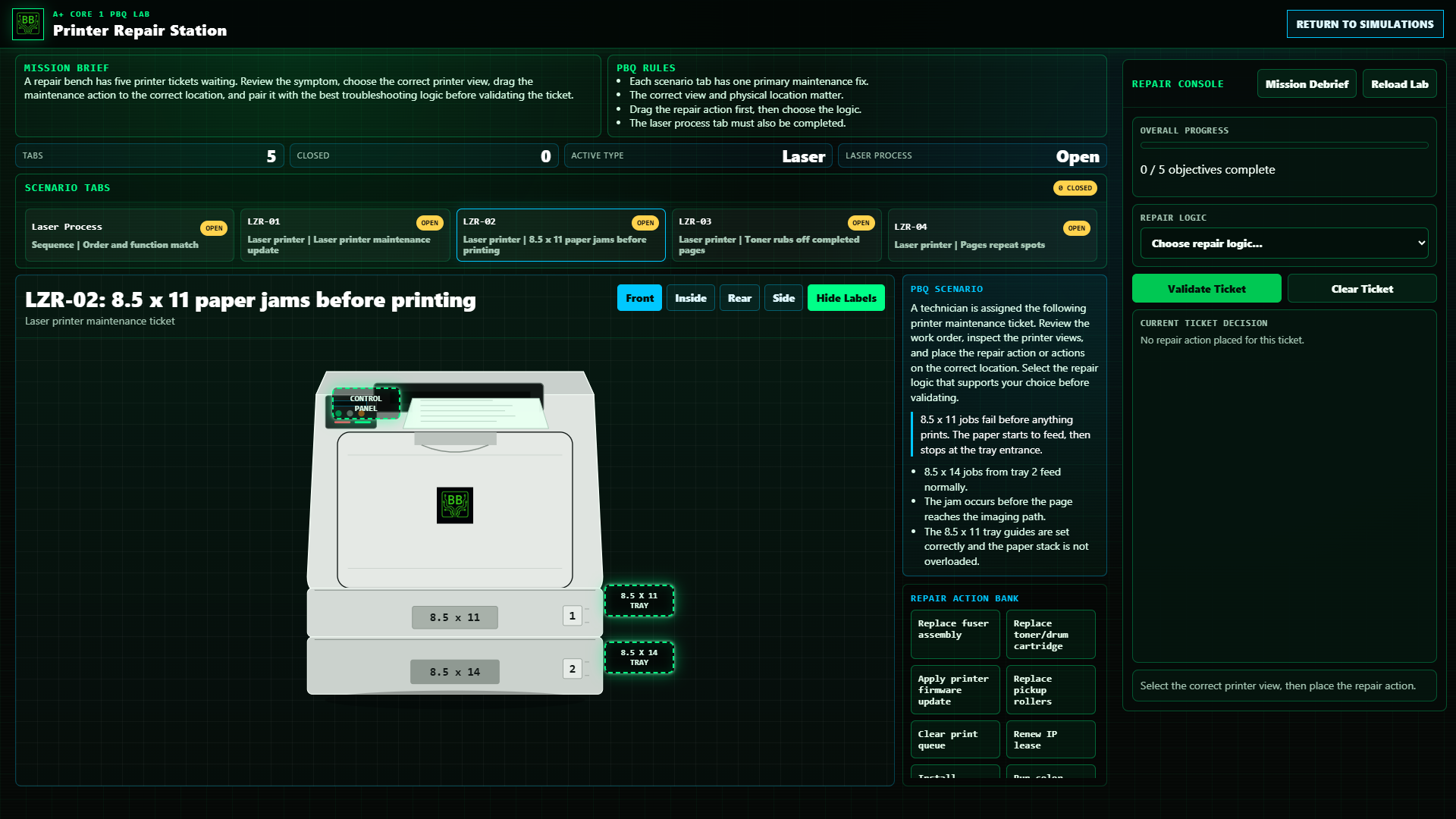 Printer Repair Station PBQ Lab